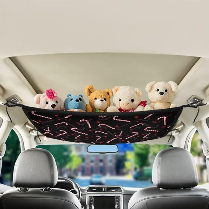 Candy Canes Car Roof Storage Bag Hanging Car Storage Bag Premium Car Seat Organizer Inner Car Accessories Compatible with Most Vehicles