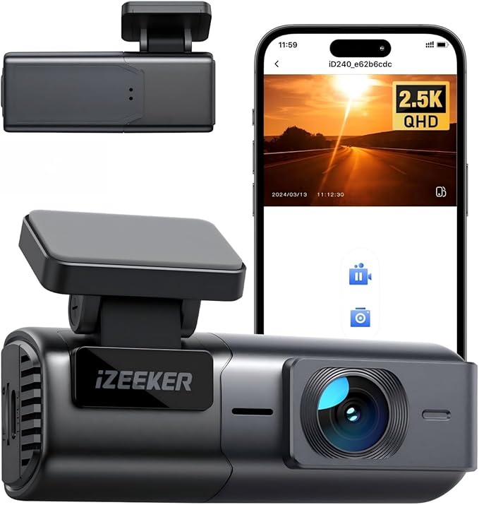 iZEEKER 2.5K Dash Cam WiFi Dash Camera for Cars, Mini Car Camera 1440P Front Dashcams with App, Free 32GB Card, Night Vision, WDR, G-Sensor, Loop Recording, 24H Parking Mode Supports