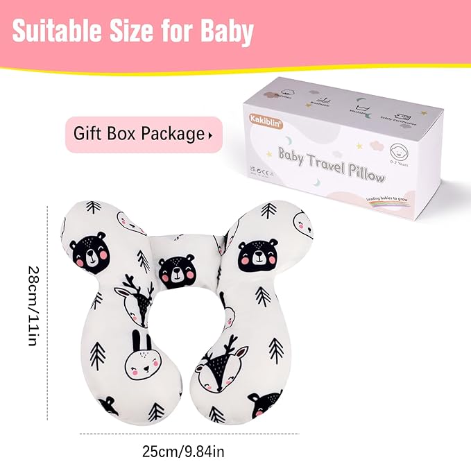 KAKIBLIN Baby Neck Pillow, Upgraded Baby Support Pillow,Babies Head Pillow,Neck Support Pillow for for Car Seat, Stroller, Pushchair,Travel (Bear)