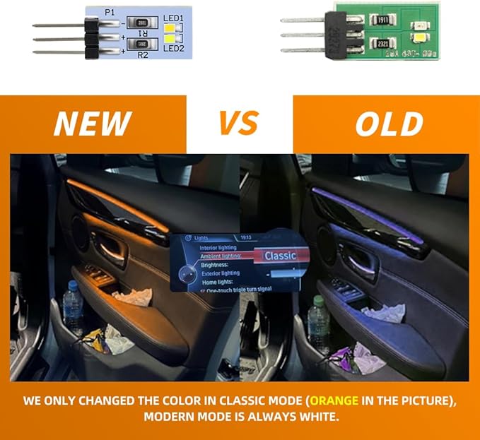 NJSBYL Door Pocket Handle Ambient Lighting Circuit Board for B-MW X1 2016-2022, Gran Turismo 2020-2017, 7 Series F01/LWB F02 LCI 2012-2015 Interior Door Panel Light Orange-White Courtesy Light Kit