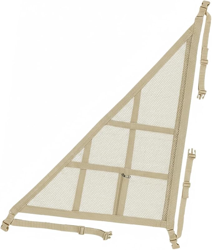Double-Layer Car Ceiling Cargo Net, 31.49" x 20.86" Auto Roof Mesh Storage Pocket with Adjustable Buckle, 3 & 4-Handle Vehicle Interior Organizer Bag for Road Trips and Camping (Beige)