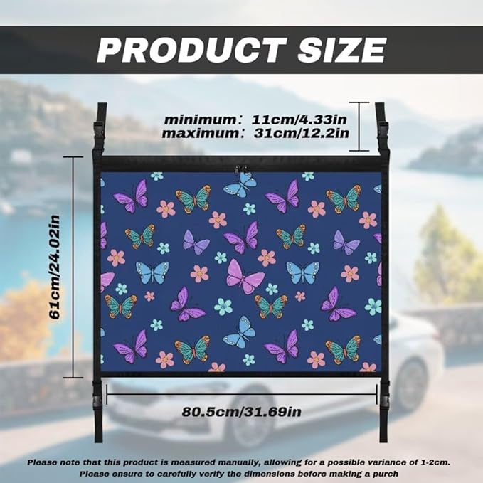 Colorful Butterfly Car Roof Storage Bag Car Seat Storage Hanging Bag Multi-Purpose Car Bag Storage Box Organizer Pouch Pocket Inner Car Accessories Compatible with Most Vehicles