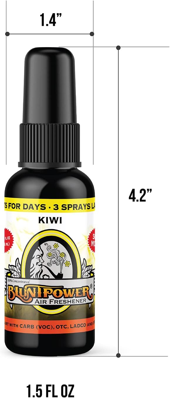 BluntPower (Kiwi, 1 Pack) Concentrated Air Freshener for Room and Car Spray - Oil-Based Diffuser Spray Bottle - Long-Lasting Bathroom Spray, Car Freshener, & Odor Eliminator Spray