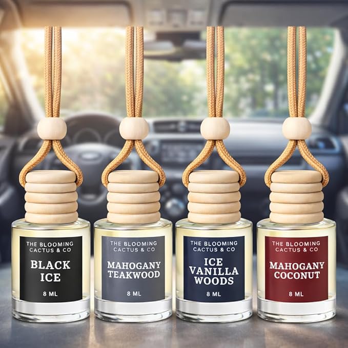 4 Pack Air fresheners | Long lasting car air fresheners, Hand-made in USA | Small room diffuser | Small Business Woman Owned. (8 ml Fresh & Earthy Pack Mix)