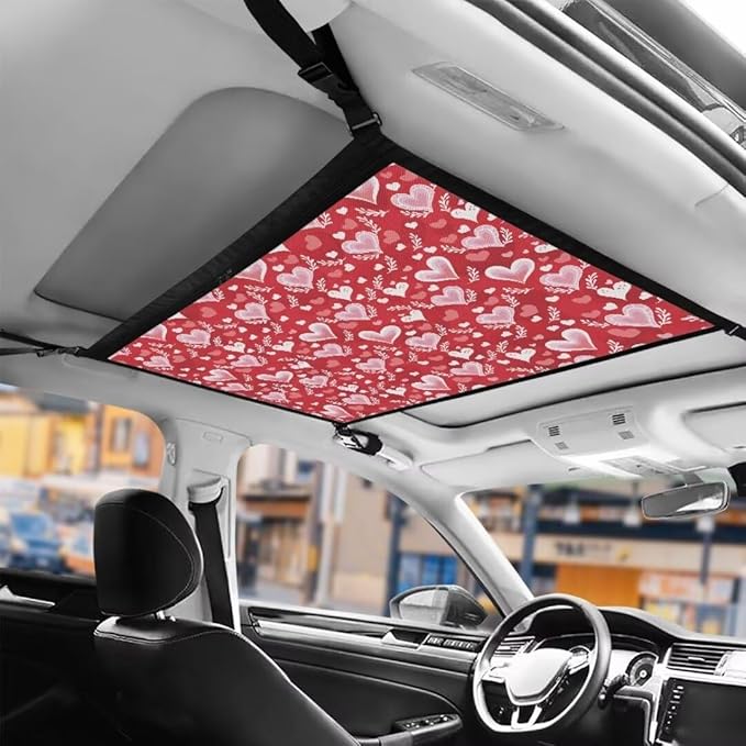 White Heart Grass Car Roof Storage Bag Car Storage Bag Organizer All Car Storage Organizers Vehicle Passenger Seat Organization and Storage for Travel