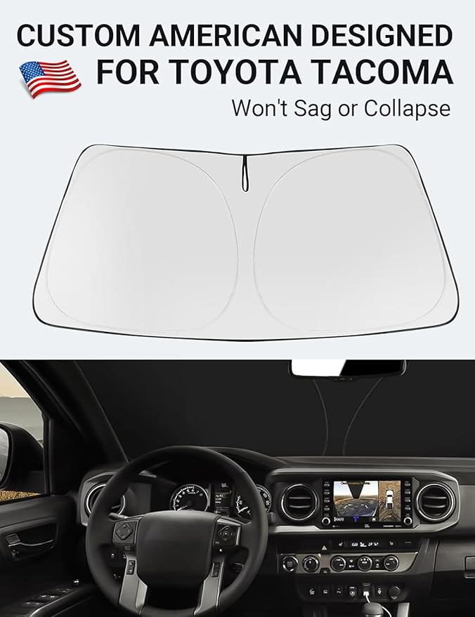 Proadsy 2026 Upgrade Front Windshield Sun Shade Foldable Sunshade Protector Custom Fit 2016-2023 Tacoma 2Dr 4Dr Pickup Accessories
