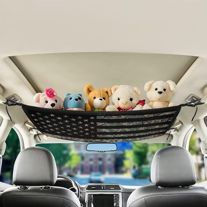 Car Roof Storage Bag Grey American Flag Car Storage Bag Organizer All Car Storage Organizers Vehicle Passenger Seat Organization and Storage for Travel