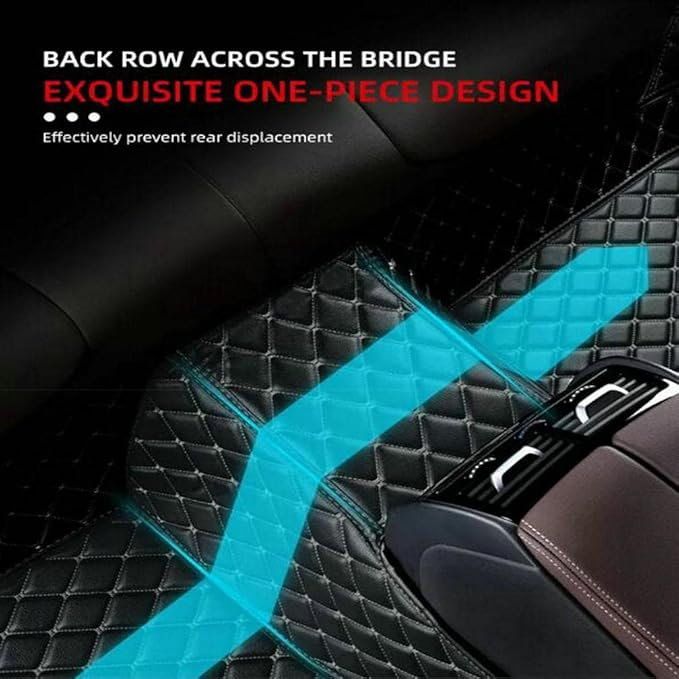 TREGOO All Weather Car Mats Custom Fit Non Slip Floor Mats for 1998-2025 Cars Personalized Leather Protection Pads Suitable for Men Women (Edge Beige Black Horizontal bar)