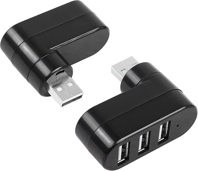 USB 3 Port Expander Splitter YACSEJAO 2PCS 180° Degree Rotatable USB 2.0 1 to 3 Hub for Flash Drive Mobile HDD PC Laptop Notebook and More