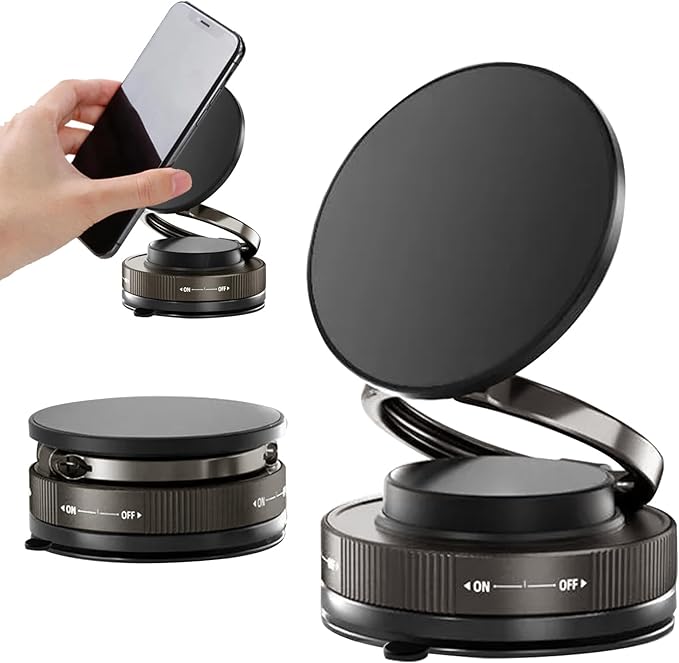 2025 Upgraded Vacuum Magnetic Car Phone Holder 360° Rotation Foldable Suction Cup Mount for MagSafe Cell Phone Holders for Your Car/Gym for iPhone & Android