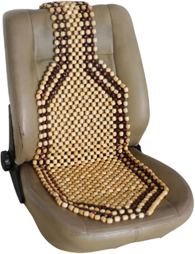 Natural Wood Beaded Auto Car Seat Bead Cover,Front seat Natural Wooden Cool Refreshing Back Massaging Comfort Cushion Mat,Premium Quality Universal for Car Truck on Summer