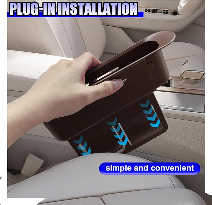 YoRise Car Seat Gap Filler, Multifunctional Car Seat Organizer, Phone Holder Between Seats & Console, Automotive Storage Box Accessories for Keys, Sunglasses, Cards, Phones (Brown)