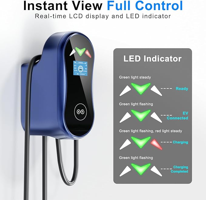 Tesla (NACS) Electric Vehicle Charging Station 48 Amp with App Control - Level 2 EV Charger (240V) Hardwired Compatible with All Tesla Models S/3/X/Y