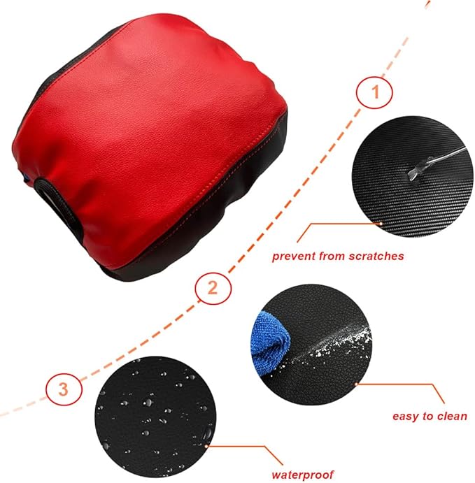 DEYTOP Center Console Cover for Jeep Wrangler JL JLU 2026 2018-2025 Armrest Cover for Jeep Gladiator JT 2020-2026 Car Cushion Protector Pad for 2023 JL&JT (NOT for JK/JKU)(Red with Red Stitches)