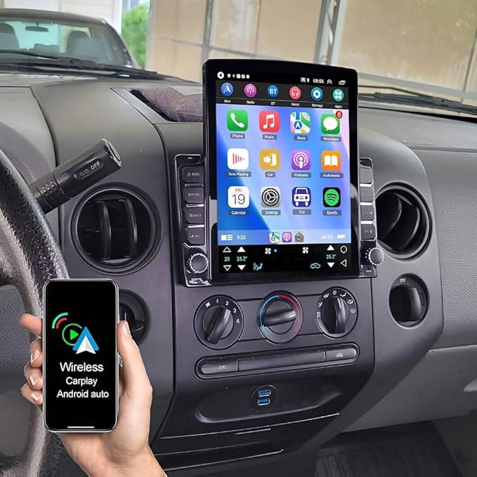 2+64G Android 15 Car Stereo Radio for Ford F150 2004 2005 2006 2007 2008 9.7" Touch Screen Car Radio Multimedia Player w/Wireless Carplay & Android GPS Bluetooth WiFi FM RDS DSP SWC Backup Camera