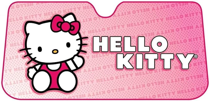Plasticolor 003681R01 Hello Kitty Sanrio Accordion Style Car Truck SUV Front Windshield Sunshade, 27" X 58"