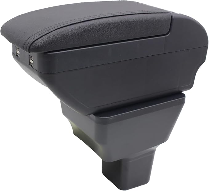 YJYWZH Double-Layer Armrest Box for Nissan Versa Almera 2020-2024 Car Center Storage Box Organizer Interior Hand Centre Consoles with 4 USB Port Cup Holder Black Accessories
