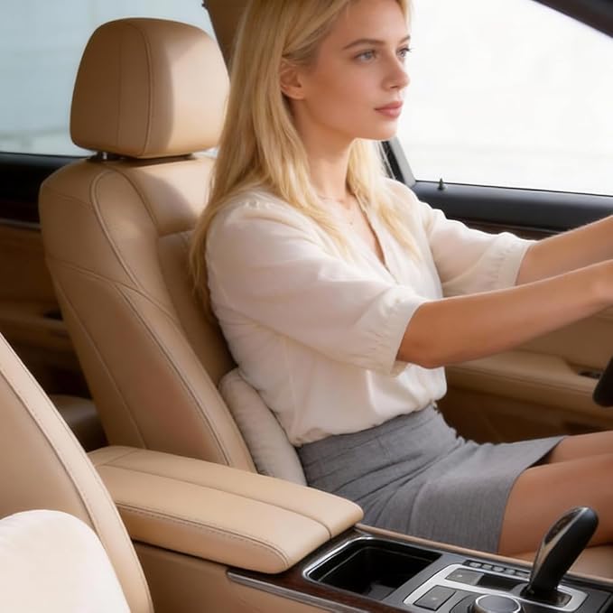 Beige Lumbar Support Pillow for Car Driving Seat Soft Latex Lower Back Support Relax Home Desk Office Accessories Chair Cushion Pain Relief