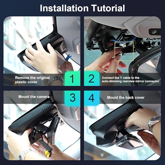 Fitcamx 4K Dash Cam Suitable for GMC Sierra 1500 2500HD 3500HD (HD2-4925, Check Vents Amount) 2020-2026, OEM Look, UHD 2160P Video, WiFi & APP, Loop Recording G-Sensor, Easy to Use, 2 Cables/64GB Card