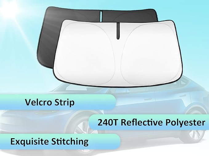 INSAUTO Foldable Windshield Sun Shade for Model Y 2020-2024, Heat & UV Protection Car Sunshade with Storage Bag, Keep Interior Cool & Easy Installation