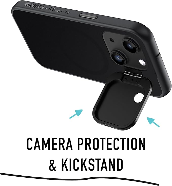 Spy-Fy iPhone 15 Privacy Case with Camera Covers Front and Rear | Magsafe compatible and Kickstand | Protect Your iPhone and Privacy | 6-Foot Drop Proof | 6,1 Inch | Camera Protection by Valenta