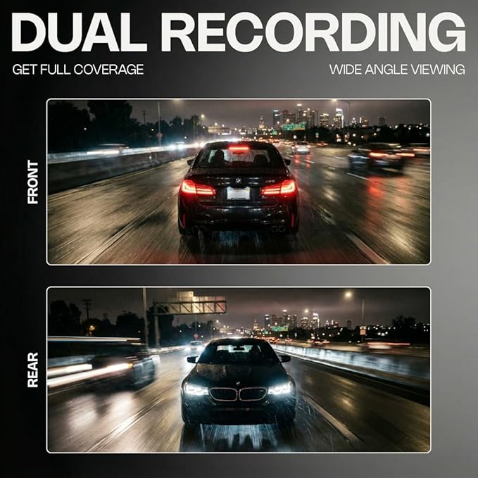 Pentro 4K Dual Dash Cam Front and Rear – UHD 2160P & 1080P Car Camera with WiFi – 64GB SD Card Included – Night Vision, G-Sensor, Parking Mode & Loop Recording – 170° Wide Angle