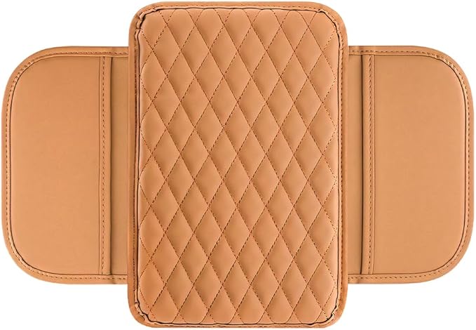 Mandark Car Center Console Cover, Microfiber Leather Vehicle Armrest Protector Cushion with 2 Storage Bags, Auto Interior Arm Rest Seat Box Pad Accessories, Universal for SUV, Sedan, Truck (Orange)