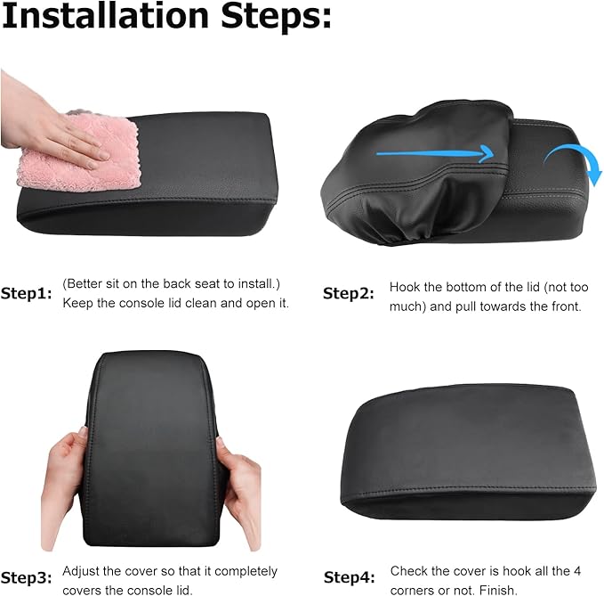 INTGET Car Center Console Armrest Cover for VW Volkswagen Jetta Accessories 2012 2013 2014 2015 2016 2017 2018 Middle Arm Rest Seat Box Cover Elbow Cushion Pad (Black, 2012-2018 B Version)