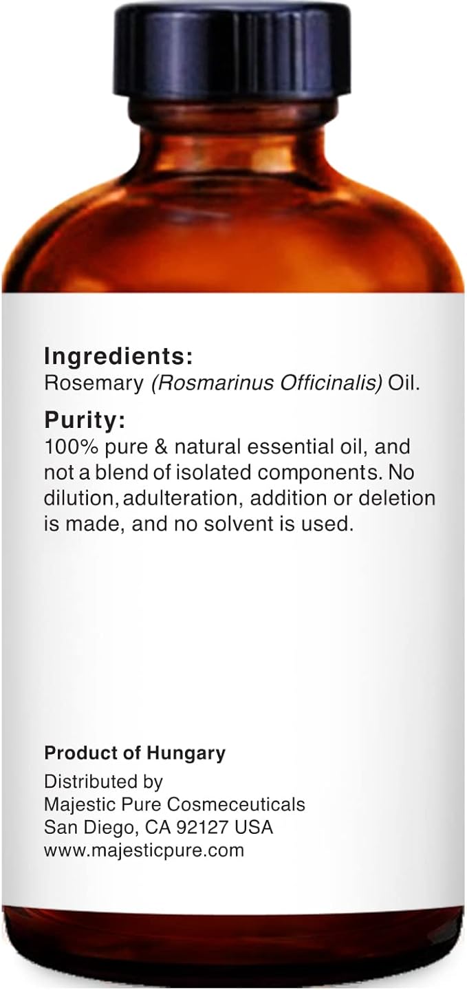 Majestic Pure Essential Oil with Glass Dropper - 100% Pure and Natural - Essential Oils for Diffuser, Aromatherapy, Soap and Candle Making, Rosemary Essential Oil, Rosemary Oil, 1 Fl Oz
