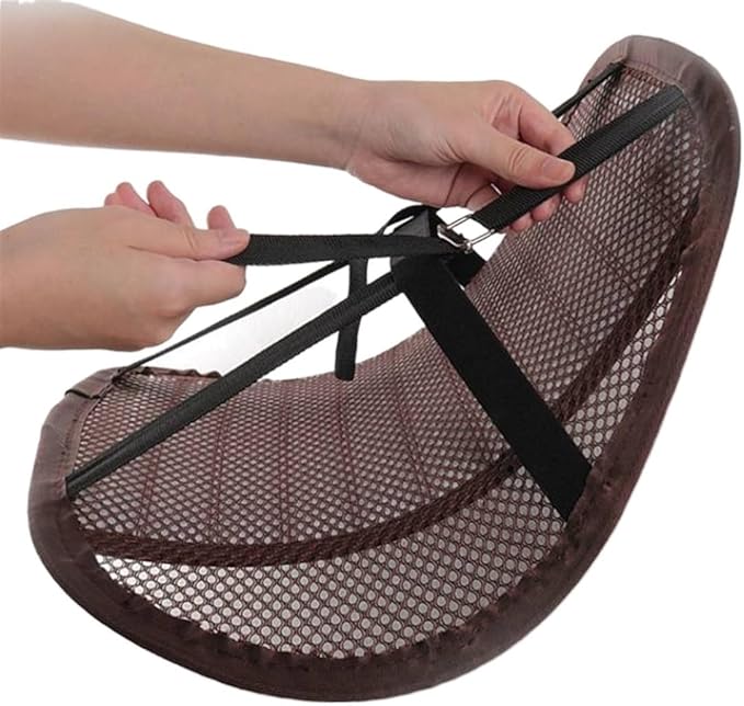 Leather Lumbar Support Seat Cushion with Mesh Breathable Car Seat for Lower Back Pain, Ergonomic Backrest for Office Chairs Car(Brown)