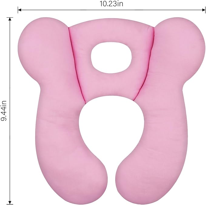 Baby Travel Pillow, Upgrade U-Shape Infant Pillow for Car Seat Pushchair and Stroller, Soft Comfortable Sleep Cushion for Kids Newborn and Toddler -Pink