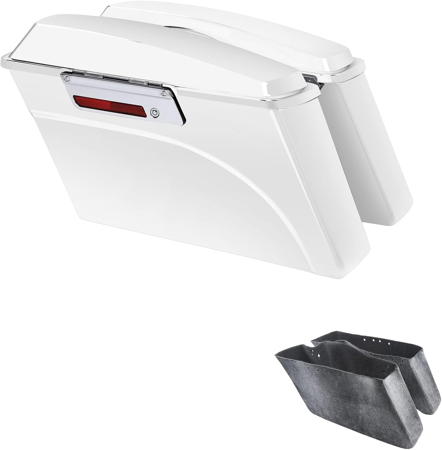 XFMT Motorcycle Saddlebags White Hard Saddle Bags Trunk For Harley Touring Road King Street Glide Road Glide Electra Glide Ultra Classic 1994-2013