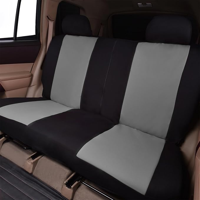 Flying Banner Car Seat Covers Front Seats Rear Bench Polyester car seat Protectors Easy installations Rear Bench Split Classic Man Lady Truck (Full Set - Low Back - Combo Pack, Black Gray)