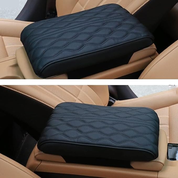 Leather Car Armrest Box Pad, 2025 Upgrade Universal Auto Arm Rest Cushion Memory Cotton Armrest Box Pad, Car Center Console Cover for Most Vehicle, Car Accessories (#4)