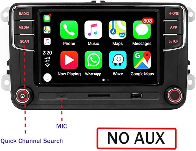 SCUMAXCON 6.5" Car Stereo RCD360 PROII RCD330 Carplay Android Auto Bluetooth FM USB SD OPS for VW Golf MK5 MK6 Passat Caddy Jetta Polo CC EOS (Backup Camera Deactivated)