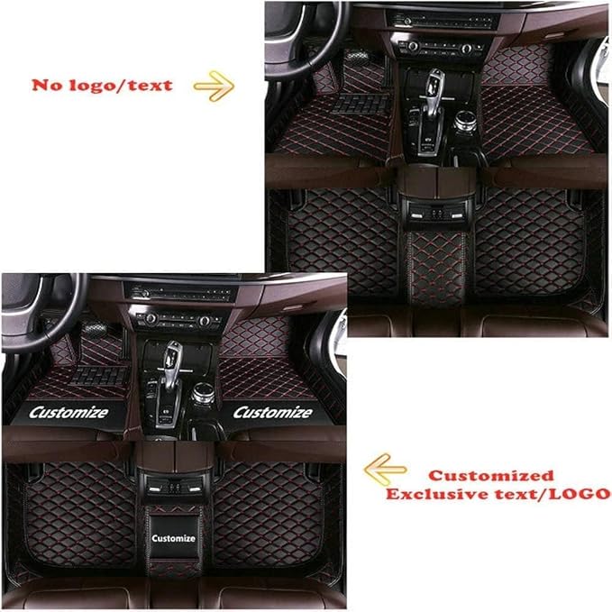Custom Making Car Floor Mats Protection Pads for 99% Sedan/Coupe/Hatchback/SUV/Pickup Men Women Car Floor Mats Coverage Pads Anti-Slip Leather Floor Lining (Black+White Stripe)