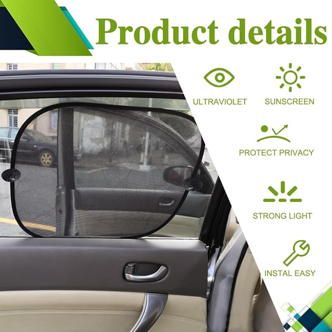2PCS Car Window Shad, Universal Car Sunshade Side Window Cover, 17"14" Sun Glare and UV Rays Protection for Your Child, 17.2"x14"/2PCS