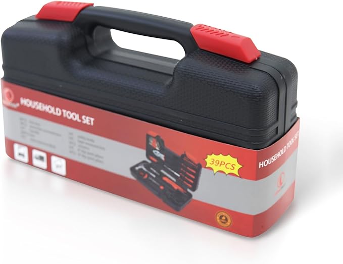 Hantinstom 39-Piece Household Tools Kit Essential Home Repair Set with Plastic Toolbox Ideal for College Students, Home Use & More