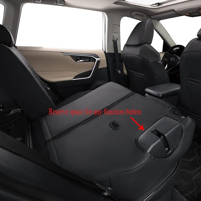 EKR Rav4 Seat Covers Custom Fit for Toyota RAV4 Adventure,TRD-Off Road 2019 2020 2021 2022 2023 2024, Leather Car Seat Cover Full Set for SUV,Faux Leather(Black)
