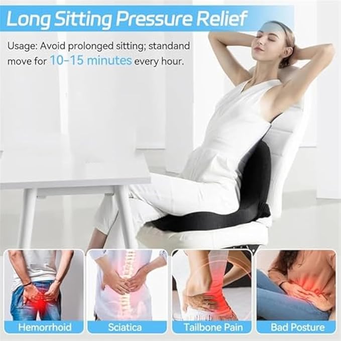 Back and Seat Cushion, Trucker Seat Cushions for Long Sitting, Car seat Cushion with Back Support, Seats Cushions for Lumbar Pain and Supporting The HIPS, Trucker Essentials (A)