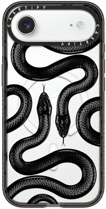 CASETiFY Impact iPhone Air Case [Slim/Compatible with Magsafe / 8.2 ft. 4X Military Grade Drop Protection] - Black Kingsnake - Clear Black