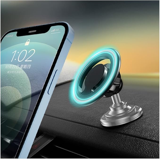 Compatible for MagSafe Car Mount for iPhone,2026 New Upgrade Dashboard 360° Rotation Magnetic Car Mount,Universal Cell Phone Holder for MagSafe iPhone 15/14/13/12 and Above Series (Silver)