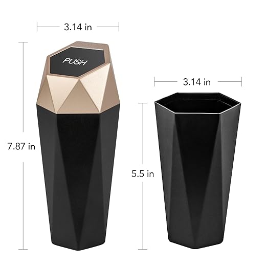 Car Trash Can with Lid - 1-Pack, Interior Accessories for Vehicles, Leakproof Garbage Can with 15 Detachable Trash Bags, Multipurpose Organizers and Storage Solutions for Home and Office