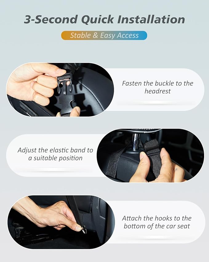 FLORICH 5-in-1 Car Backseat Organizer, Premium Leather Headrest Seat Back Storage Pocket with Cup Holder, Foldable Hanging Car Tissue Holder 1 Pack