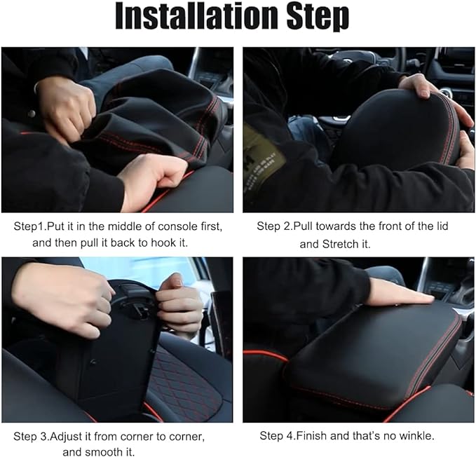 INTGET Center Console Armrest Cover for 2025 Toyota RAV4 Accessories 2024 2023 2022 2021 2020 2019 Leather Middle Console Lid Cover Pad Protector Elbow Arm Rest Covering Car(Black)