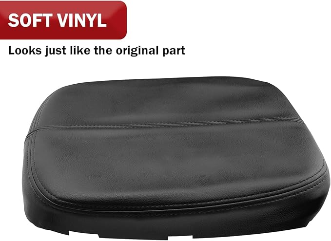 KBH Center Console Cover Replacement for Cadillac Escalade 2007 2008 2009 2010 2011 2012 2013 2014, Vinyl Leather Armrest Skin Upholstery, Anti-Scratch, Black (Leather Part Only)