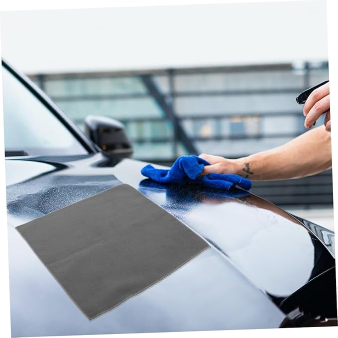 2pcs Grey Microfiber Car Wash Towels 30x30cm Double-Sided Plush Absorbent Cleaning Cloths for Vehicle Drying and Interior Care