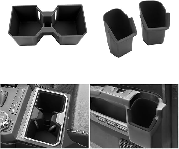 LUWU 2025 2026 4Runner Accessories Compatible with 2025 2026 Toyota 4Runner Center Console Cup Holder, Rear Seat Door Side Silicone Cup Holder Black 4 Runner 2026 Accessory 2-Pack