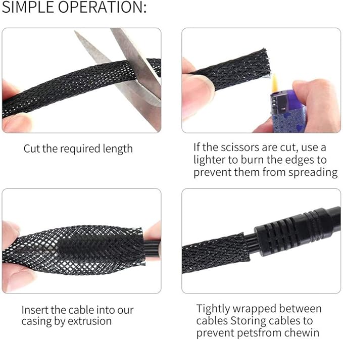 25ft - 1 Inch Cable Management Sleeve Protector,Wire Loom PET Expandable Wire Sleeving for Office TV Computer Home Theater Engine Bay Cord Organizer,Protect Cables from Pet Cat Dog Chewing,BlackRed