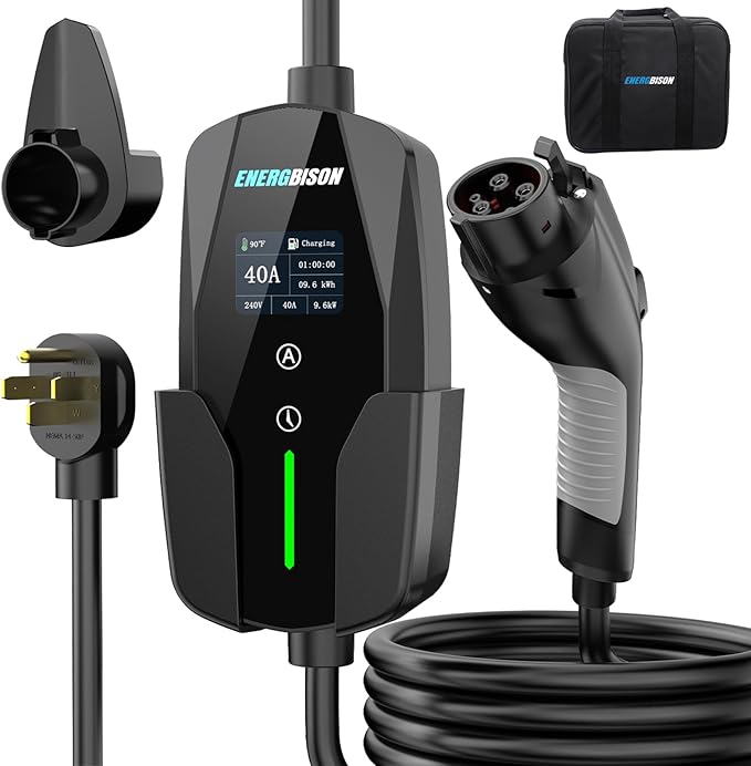 Level 2 EV Charger, 40A/9.6KW Electric Vehicle Portable Charger with 25FT Cable, Home EV Charging Station, 240V NEMA 14-50 Plug, for All SAE J1772